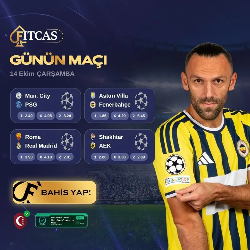 Fitcas Telegram: ⚽️ 14 EKİM ÇARŞAMBA • GÜNÜN MAÇLARI ⚽️ ♠️ Günün maçlarıyla, Fitcas sahasına sen…