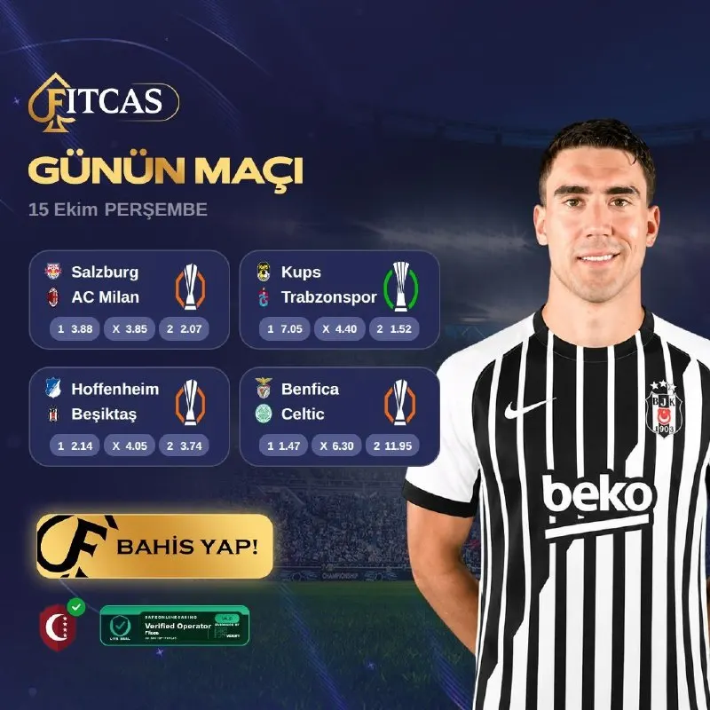 Fitcas Telegram: ⚽️ 15 EKİM PERŞEMBE • GÜNÜN MAÇLARI ⚽️ ♠️ Günün maçlarıyla, Fitcas sahasına sen…