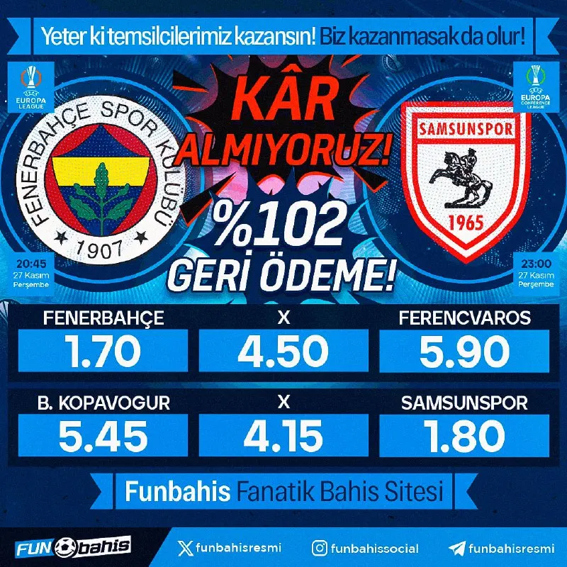 Funbahis Telegram: 🔔 ÖZEL ORAN!🔔 En yüksek oranlar Funbahis’te! Kar Almıyoruz! %102 Geri Ödeme…