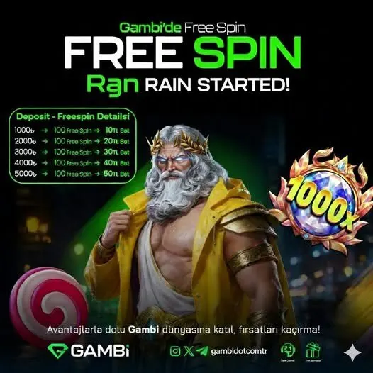 Gambi Telegram: 🌧 FREESPIN RAIN HAS BEGUN AT GAMBI! 🌧 💥🎰 TIME TO WIN! 🎰💥 💰 Deposit / Free Spin…