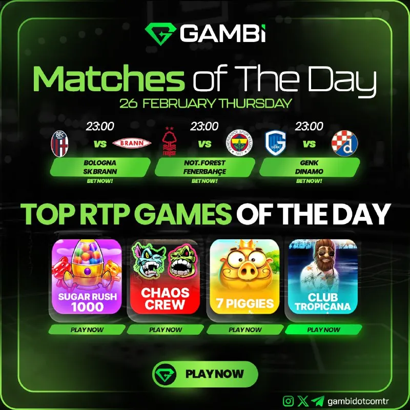 Gambi Telegram: 🏆 TOP PICKS OF THE DAY AT GAMBI! ⚽️ 📅 Thursday, February 26 🔥 23:00 BOLOGNA 🆚…