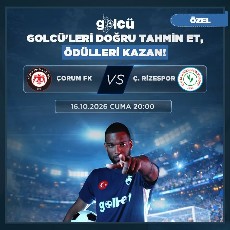 Golbet Telegram: 🌦☁️🌥 Bu akşam oynanacak Çorum FK - Ç. Rizespor maçında ilk golü atacak…