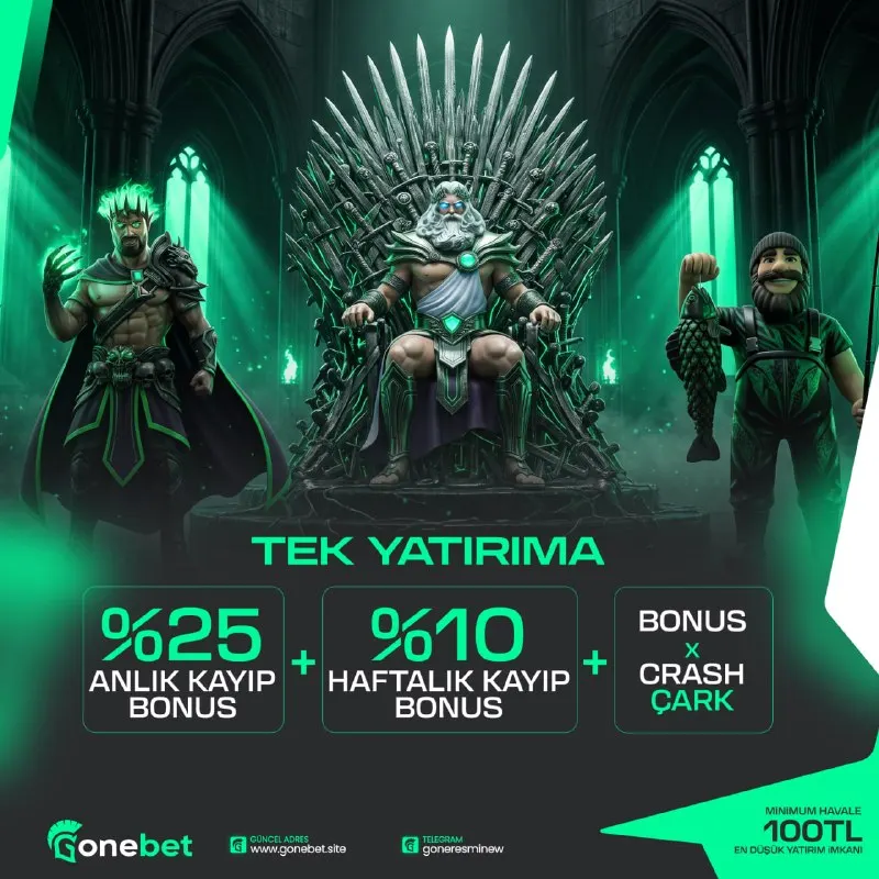 Gonebet Telegram: 3️⃣ FARKLI BONUS FIRSATI! 🎰🎰🎰🎰🎰 💻 Tek Yatırıma📱 🔘 %25'e varan Kayıp Bonus 🔘 %10…