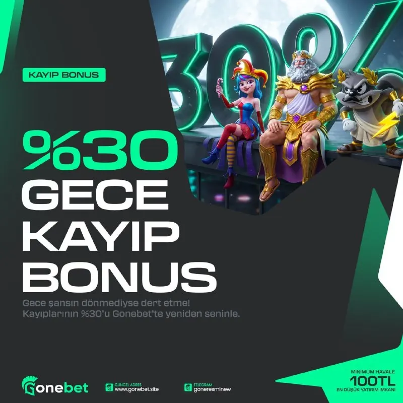 Gonebet Telegram: 💯3️⃣0️⃣ GECE KAYIP BONUSU! 💳 1.000₺ üstü yatırımlara ✅ SLOT KAYBI %30 İADELİ 🌟…