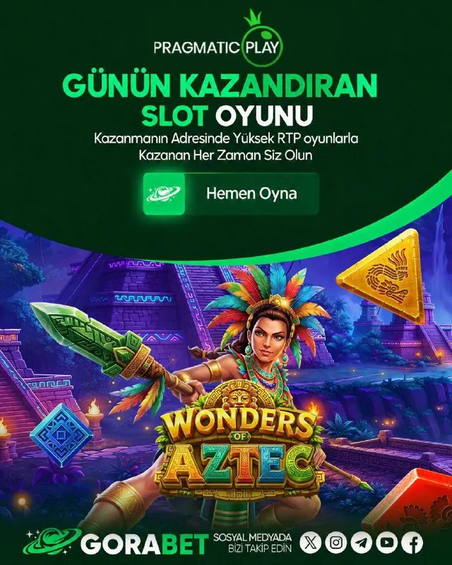 Gorabet Telegram: 🏛️ Günün Kazandıran Slotu: Wonders of Aztec! 😍😍😍😍😍😍😍😍😍😍 Pragmatic Play kalitesi…