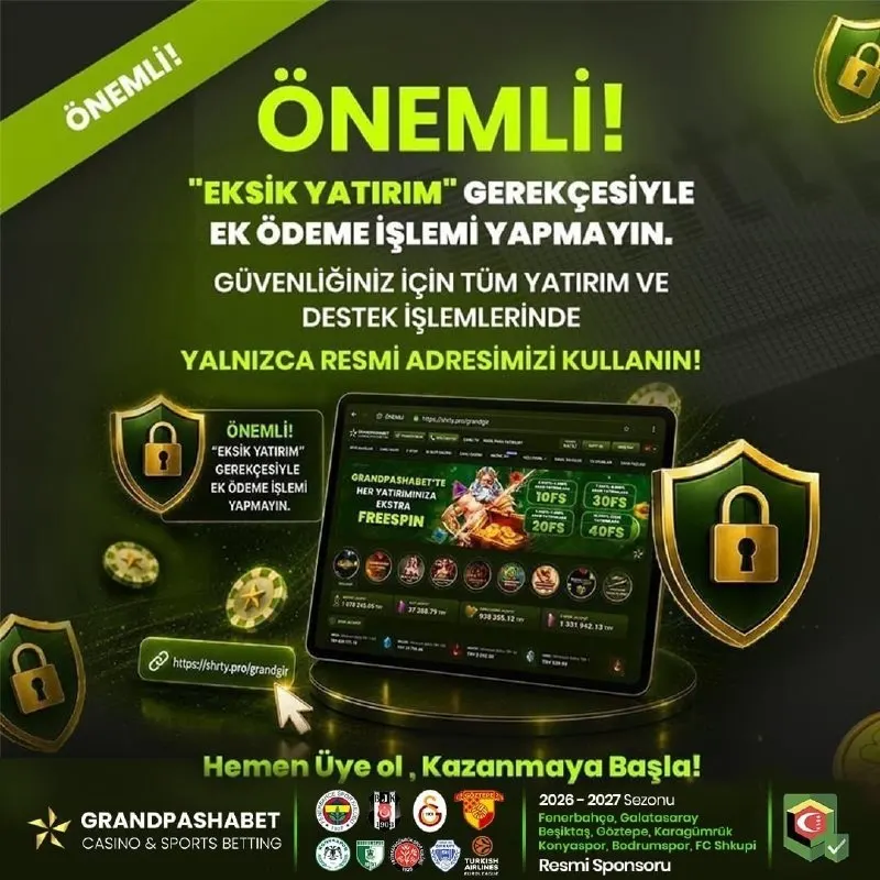 Grandpashabet Telegram: 🚨 ÖNEMLİ GÜVENLİK DUYURUSU 🚨 Değerli oyuncularımız, Resmi platformumuzu taklit…