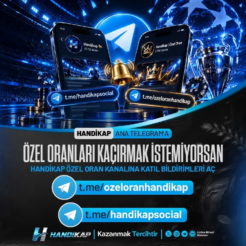Handikap Bahis Telegram: Özel oranlar, tek bir kanalda. Günlük özel oranları kaçırmamak için Handikap…