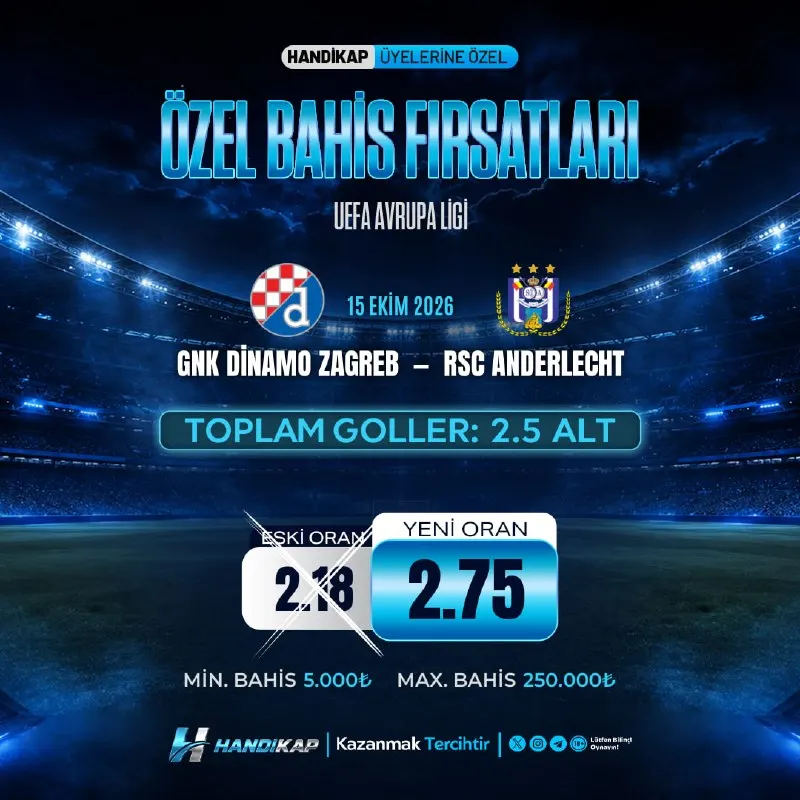 Handikap Bahis Telegram: 🔤🔤🔤🔤🔤🔤🔤🔤 🔤🔤🔤🔤🔤 GNK Dinamo Zagreb 🆚 RSC Anderlecht ✔️Toplam Goller: 2.5 Alt ❌…