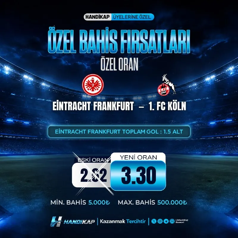 Handikap Bahis Telegram: 😀😀😀😀😀😀😀😀 😀😀😀😀😀 Eintracht Frankfurt 🆚 1. FC Köln ✔️Eintracht Frankfurt Toplam…
