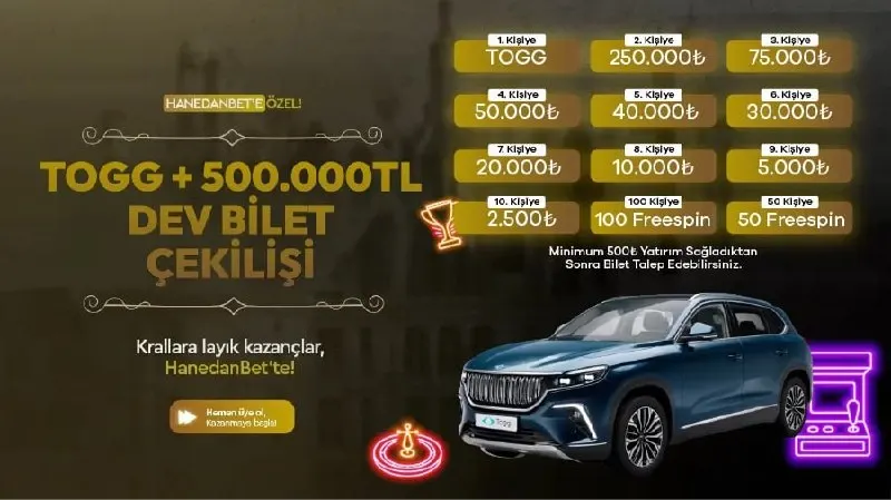 Hanedanbet Telegram: 🎟️ AYLIK 500.000 ₺ ÖDÜLLÜ BİLET ETKİNLİĞİ 🎟️ 🔥 BÜYÜK ÇEKİLİŞ, BÜYÜK ÖDÜLLER! 🎯…