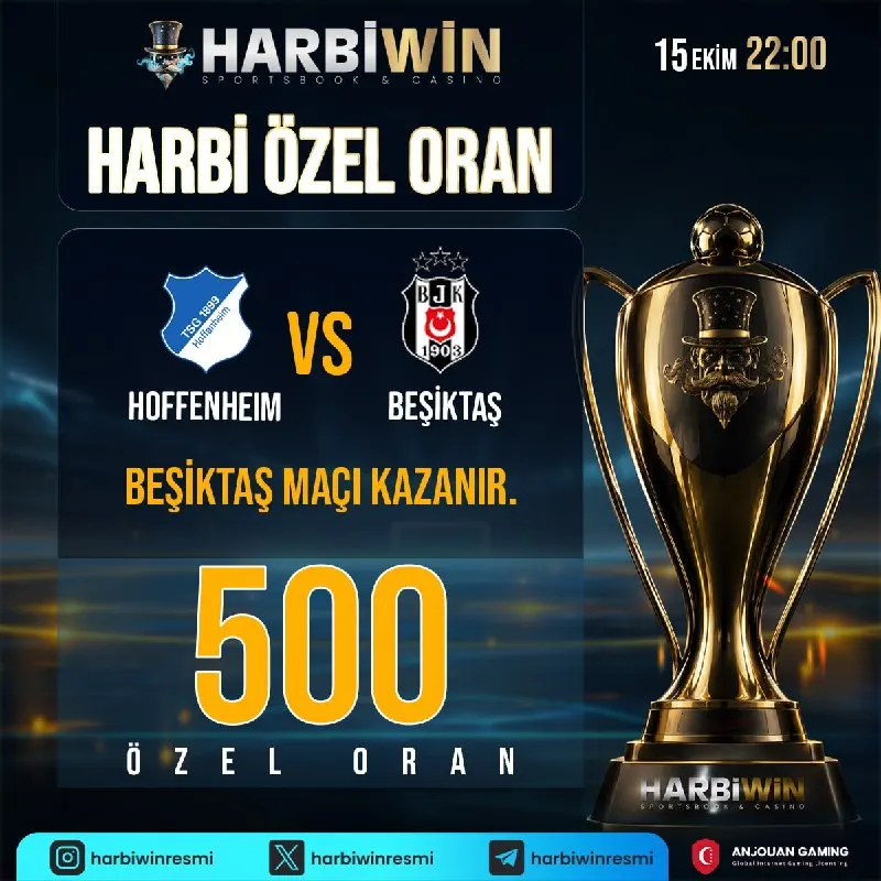 Harbiwin Telegram: 🌏 DEV ÖZEL ORAN AKTİF! 👉 BEŞİKTAŞ MAÇI KAZANIR ⌚️ Kontenjanlar sınırlı! Diğer…