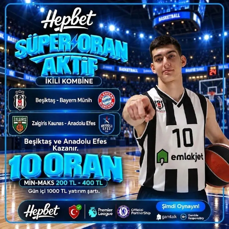 Hepbet Telegram: 🔥 HEPBET'TE ÖZEL ORAN HEYECANI DEVAM EDİYOR! 🏀 Beşiktaş 🆚 Bayern Münih 🏀…