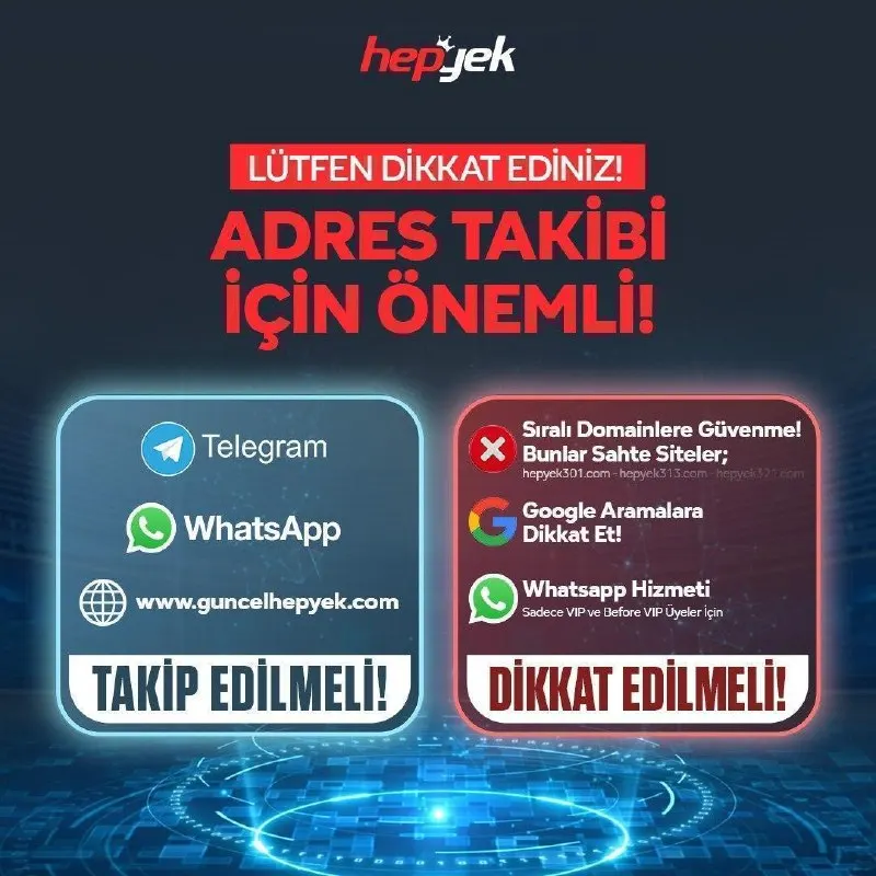 Hepyek Telegram: ⚠️ Dikkat Ediniz! ✔️Güncel adres takibi için resmi Telegram, WhatsApp…