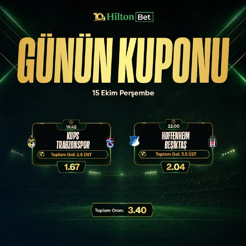 Hiltonbet Telegram: 💎 GÜNÜN VURGUN KUPONU YAYINDA! 💎 💰 Kazanmaya hazır mısın? 💰 ➡️🔘🇪🇺 KUPS ⚔️…