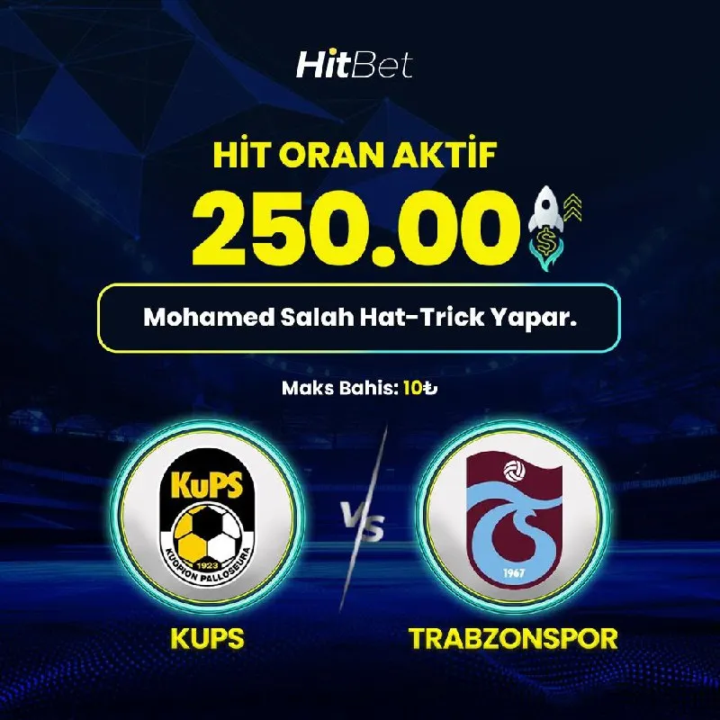 Hitbet Telegram: 💛 HİT ORAN AKTİF! ⚽️ KUPS - Trabzonspor 🚀 Hit Oran: 250.00 🚀 Maksimum Bahis…