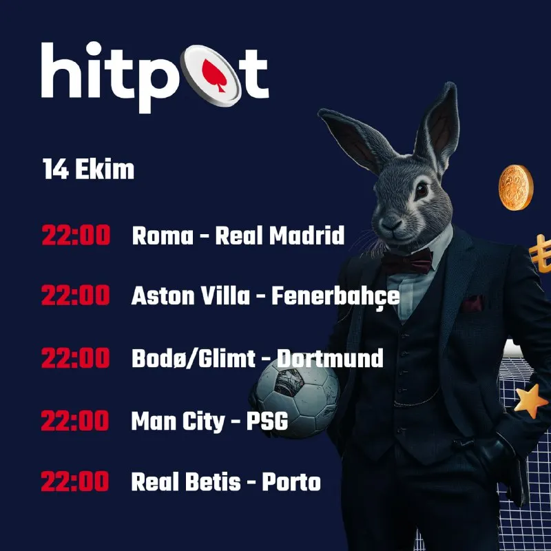 Hitpot Telegram: 🔥 Sahada rekabet, kuponlarda hareket var! Günün karşılaşmalarını değerlendir…