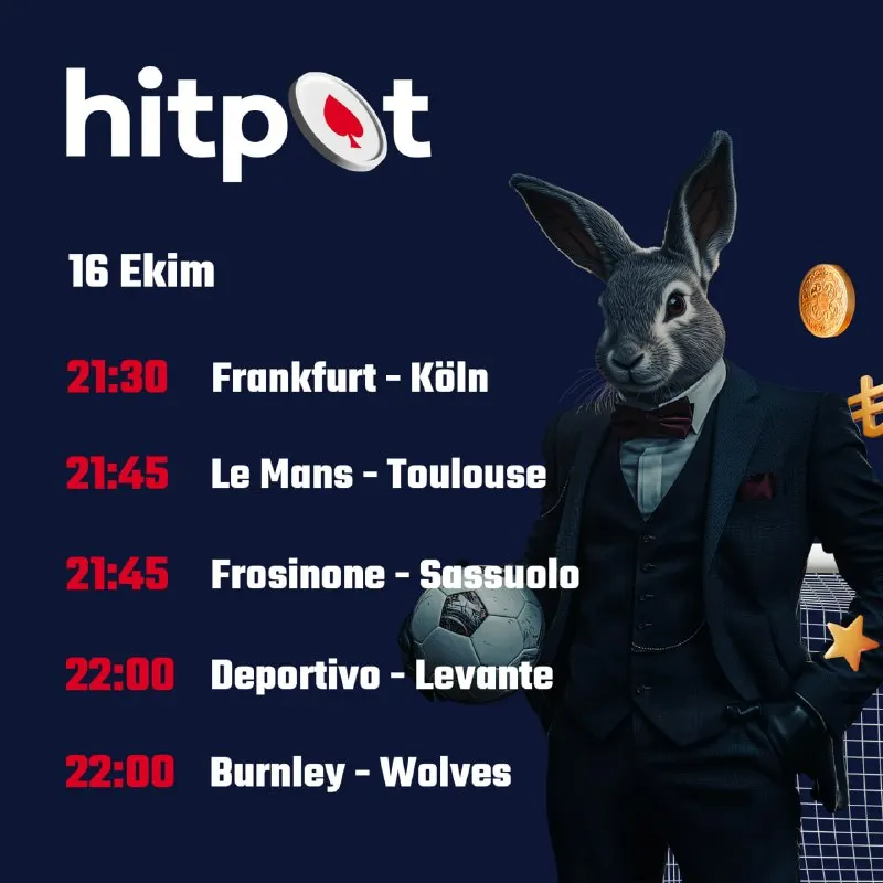 Hitpot Telegram: 🚀 Futbol heyecanı hız kazanırken kuponunu da hazırla! Günün kritik…