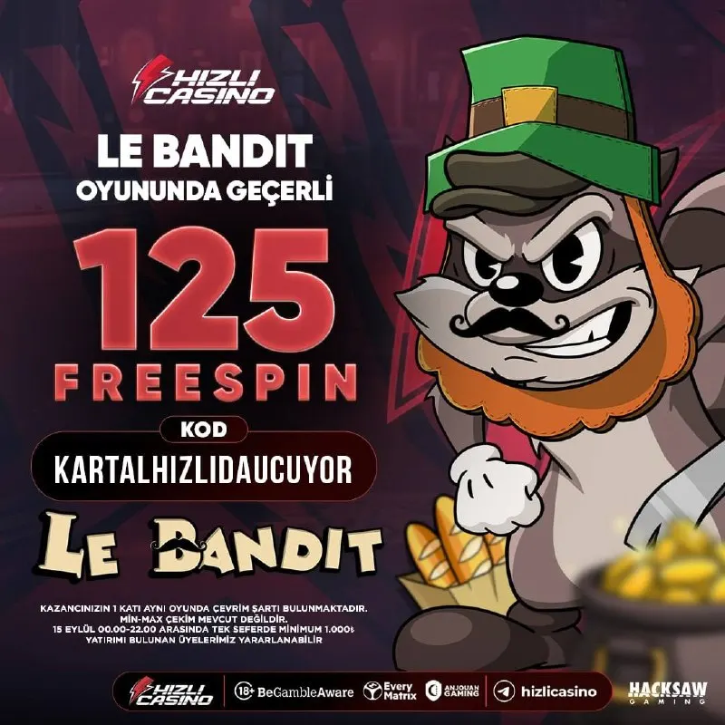 Hızlı Casino Telegram: 🎁 LE BANDIT’TE 125 FREESPIN KODU! 🎰 Le Bandit’te geçerli 125 Freespin kodunu…
