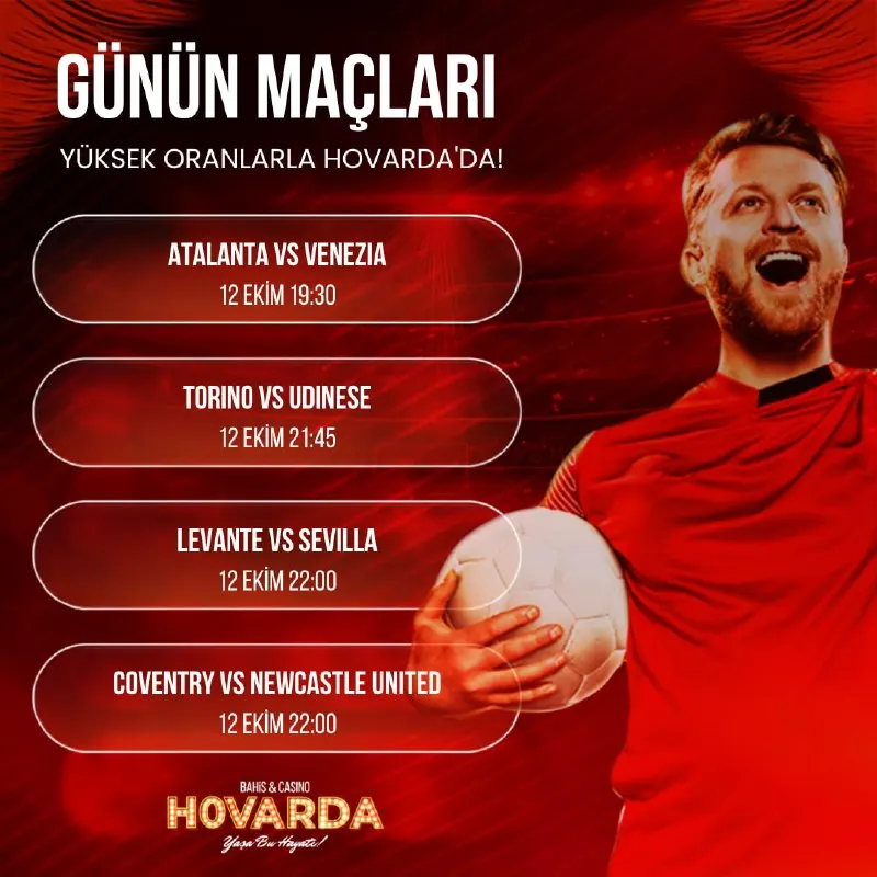 Hovarda Telegram: 🎯 12 Ekim akşamı yeşil sahada nefesler tutuluyor! Atalanta - Venezia, Torino…