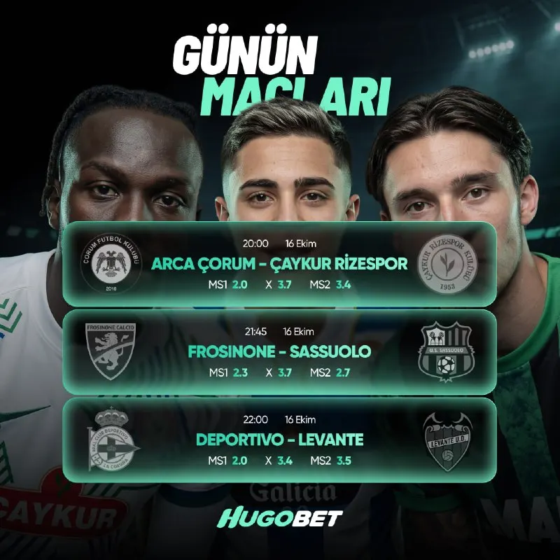 Hugobet Telegram: 💚HUGOBET'TE EN İYİ ORANLAR SENİNLE! 💚Günün heyecan dolu karşılaşmaları ile…