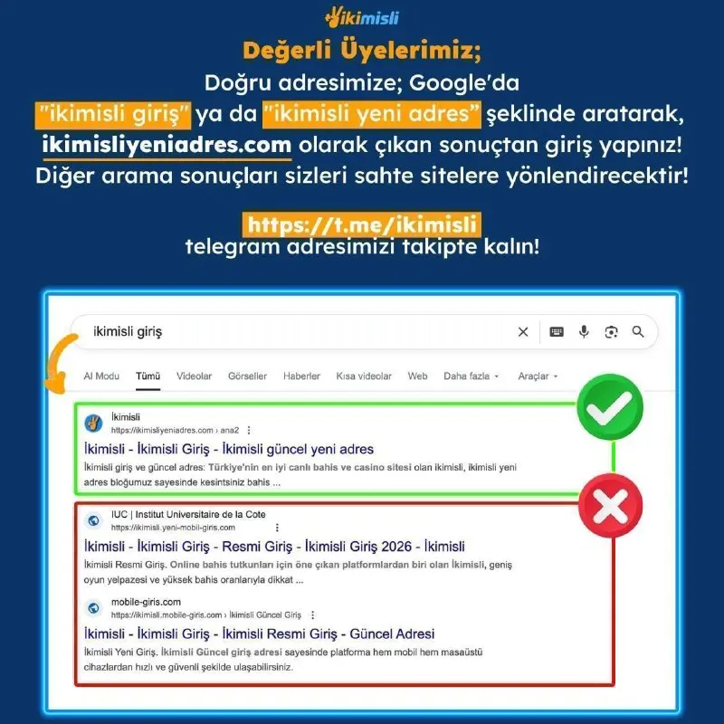 İkimisli Telegram: ⚠️ Sahte Sitelere Dikkat! ✔️Gerçek sitemize ulaşmak için Google'da "ikimisli…