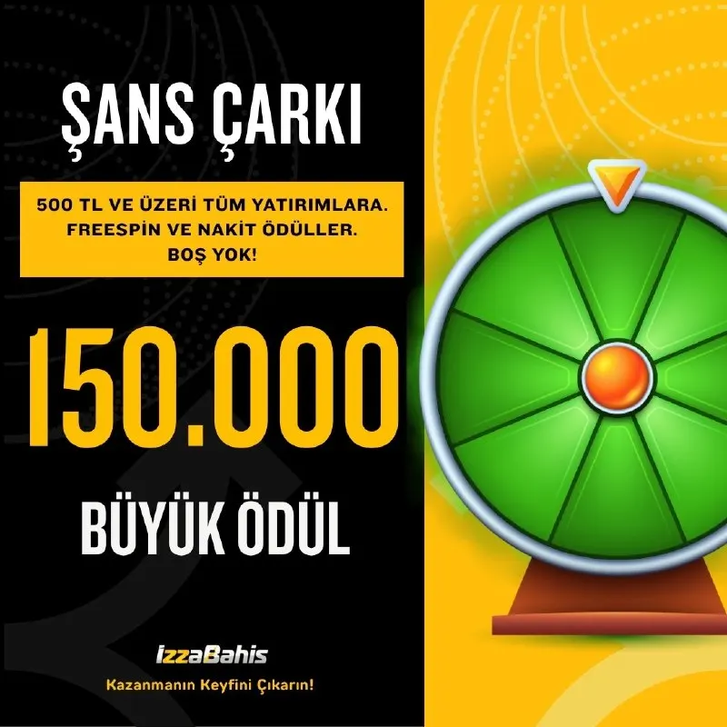 İzzabahis Telegram: 🔔 150.000 TL Büyük Ödüllü Şans Çarkı! 🛡 500 TL - 2.999 TL | 1 Kez 🛡 3.000 TL…