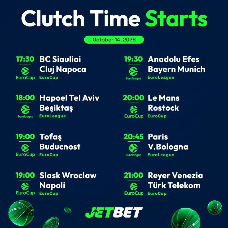 Jetbet Telegram: 🏀 EuroLeague action heats up as Paris clash with Virtus Bologna! Grab real-time…