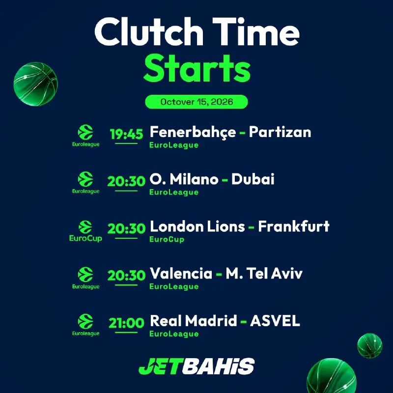 Jetbet Telegram: 🏀 EuroLeague action heats up as Fenerbahçe clash with Partizan! Grab real-time…