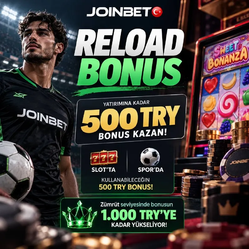Joinbet Telegram: 🧡RELOAD BONUS — 500 TRY’YE KADAR! 😀 Slotlarda veya Spor’da kullanmak üzere…
