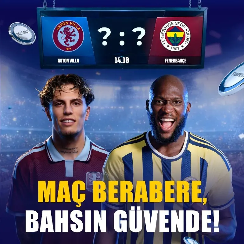 Joinbet Telegram: 🏴󠁧󠁢󠁥󠁮󠁧󠁿 ASTON VILLA – FENERBAHÇE 🇹🇷 TAHMİNİNİ YAP! 🏆 Şampiyonlar Ligi’nde dev…