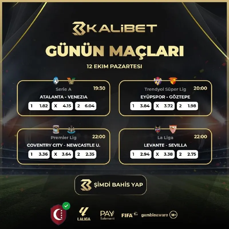 Kalibet Telegram: 🚀 BU HAFTA FUTBOL HEYECANI DORUKTA! GÜNÜN ÇARPICI ORANLARI KALİBET'TE! 🚀 📅 12…