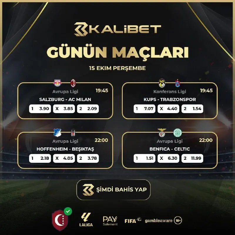 Kalibet Telegram: 🚀 BU HAFTA FUTBOL HEYECANI DORUKTA! GÜNÜN ÇARPICI ORANLARI KALİBET'TE! 🚀 📅 15…