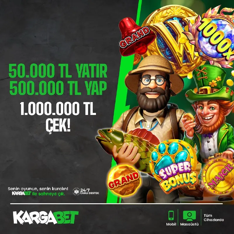 Kargabet Telegram: 💵 Büyük Oyna, Büyük Kazan! 💸 50.000 TL Yatırım Yap, 💵 500.000 TL Bakiyeye ulaş…