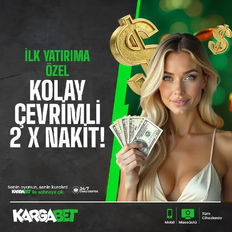 Kargabet Telegram: 🎰 İLK YATIRIMA ÖZEL KOLAY ÇEVRİMLİ 🤩🤩 NAKİT ! ⏩250 YATIR ⏩ 500 BAŞLA ⏩500 YATIR…