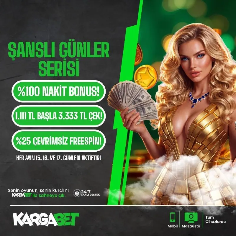 Kargabet Telegram: 👑 KARGABET | ŞANSLI GÜNLER SERİSİ 🗓 ŞANSLI GÜNLER KARGABET’TE! Her ayın 15, 16…