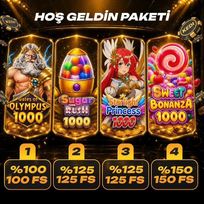 Kedibet Telegram: 🎁4 DEPOZİTODA DEV HOŞ GELDİN PAKETİ! 🎰⚡️ Kedibet’te ilk 4 yatırıma özel…