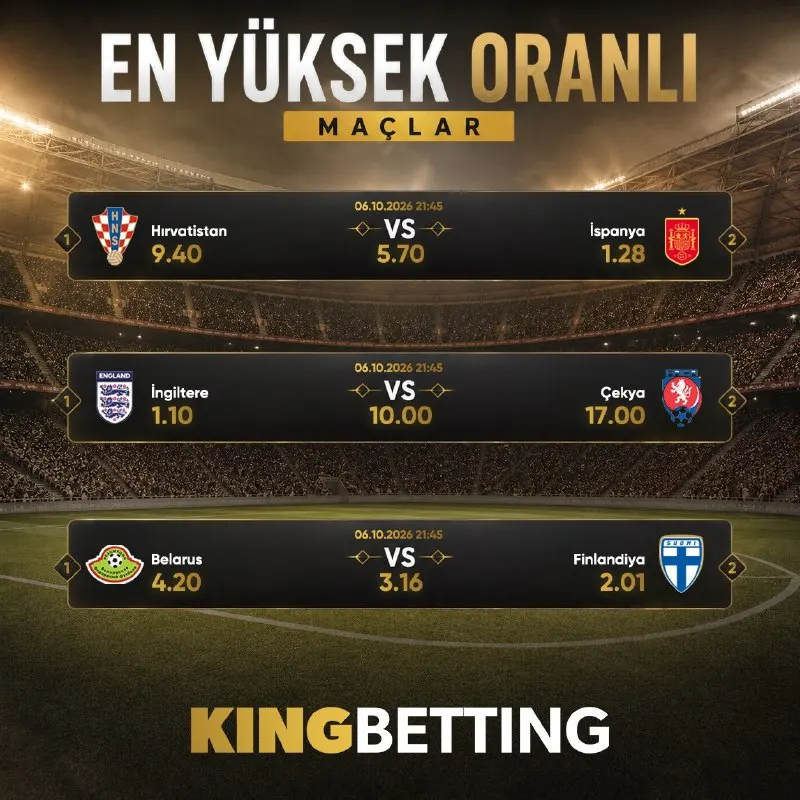 Kingbetting Telegram: Günün arttırılmış oranlı karşılaşmaları⚽️ Arttırılmış oran özelliği sayesinde…