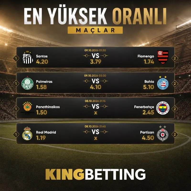 Kingbetting Telegram: Günün arttırılmış oranlı karşılaşmaları⚽️ Arttırılmış oran özelliği sayesinde…