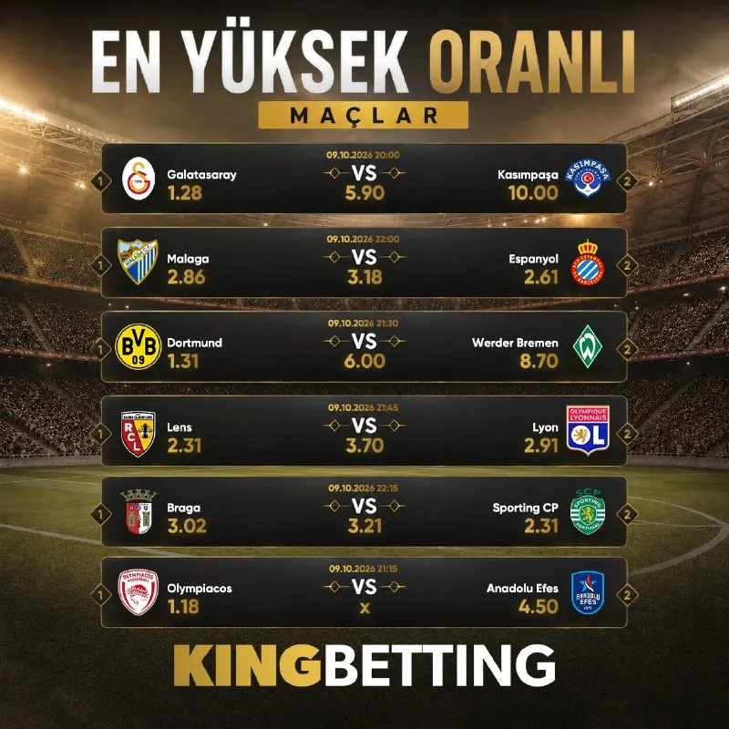 Kingbetting Telegram: Günün arttırılmış oranlı karşılaşmaları⚽️ Arttırılmış oran özelliği sayesinde…