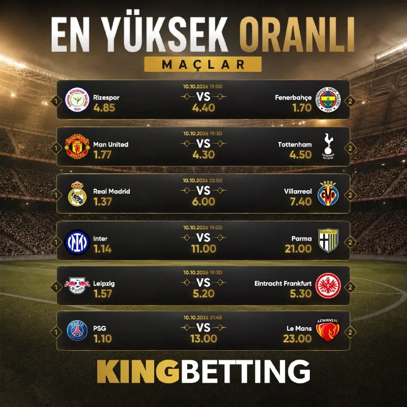 Kingbetting Telegram: Günün arttırılmış oranlı karşılaşmaları⚽️ Arttırılmış oran özelliği sayesinde…