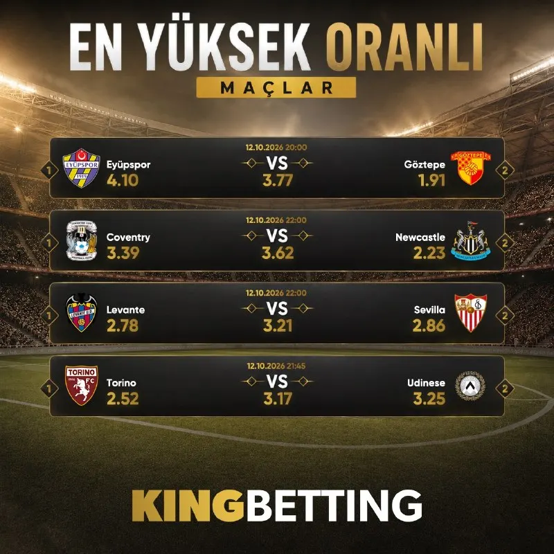 Kingbetting Telegram: Günün arttırılmış oranlı karşılaşmaları⚽️ Arttırılmış oran özelliği sayesinde…