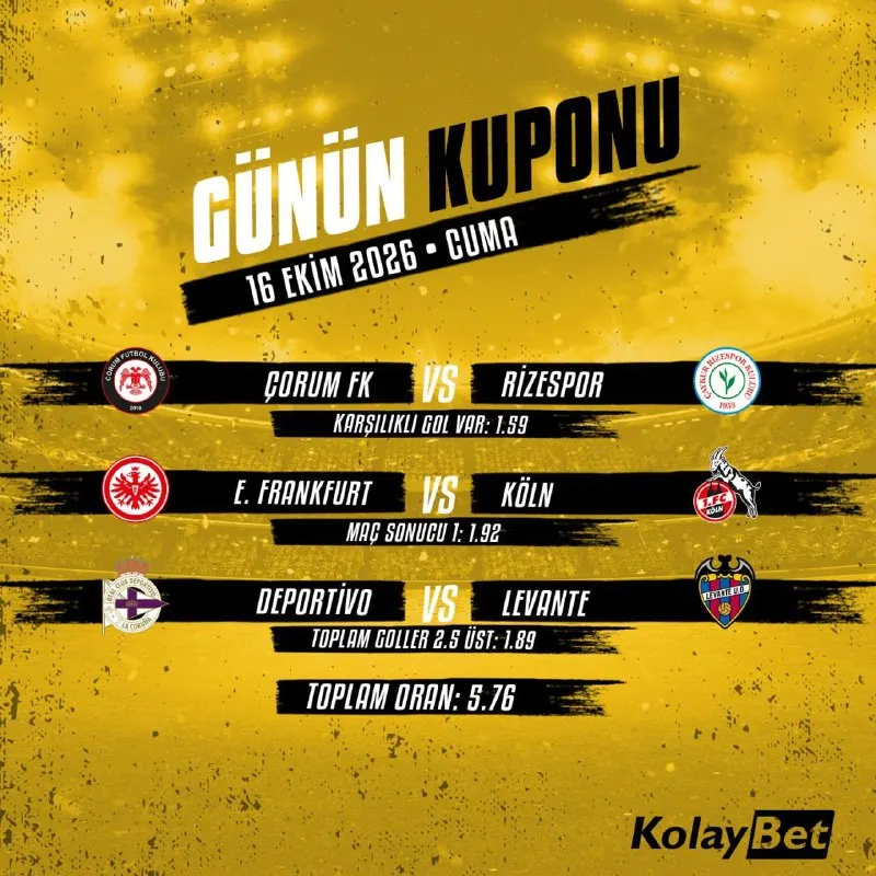 Kolaybet Telegram: 🔥💛🖤 GÜNÜN KUPONU HAZIR! CUMA GECESİ FUTBOL HEYECANI BAŞLIYOR! 🖤💛🔥 ⚽ 16 EKİM…