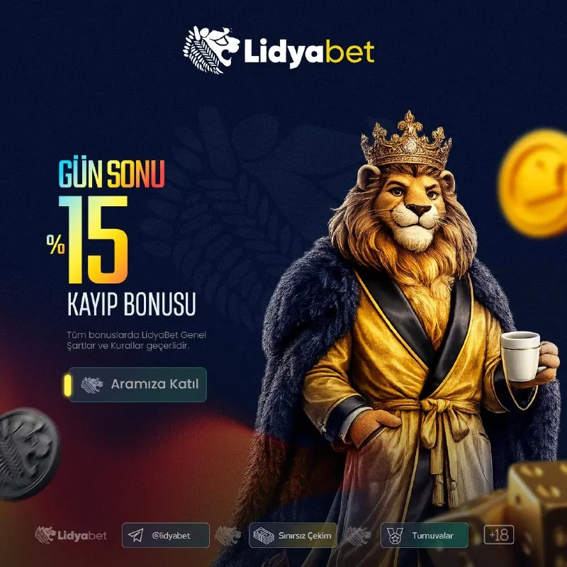 Lidyabet Telegram: 🦁 LİDYABET’TE KAYBETMEK YOK! 💙 Gün sonu %15 kayıp bonusu ile şansını yeniden…