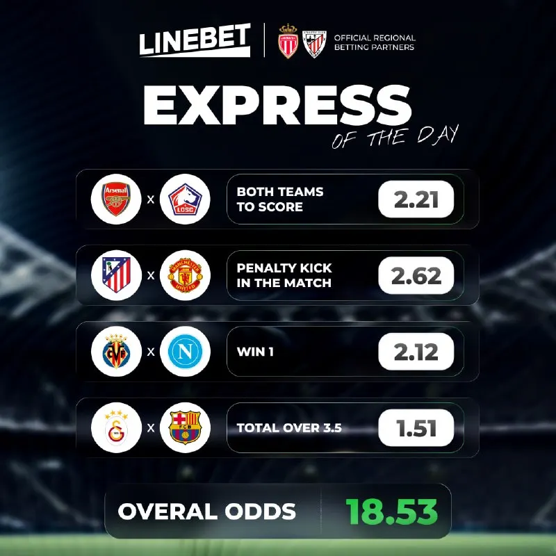 Linebet Telegram: 🔥 Linebet's Express Bet of the Day 🔥 Will this bet pay off? 🤗🤗🤗 🟢 LINEBET ⚪️
