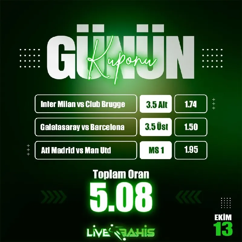 Livebahis Telegram: LiveBahis Analiz Ekibinin Hazırladığı Günün Kuponu Yayında ! %5️⃣0️⃣0️⃣…