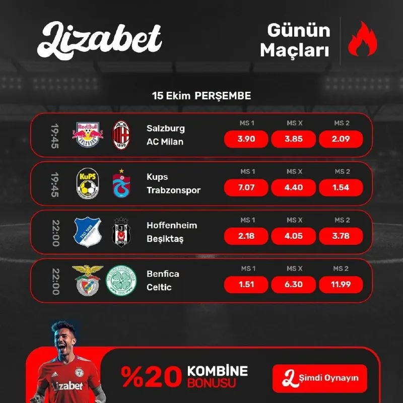 Lizabet Telegram: 🎯 HEYECAN VE KAZANÇ DOLU BİR PERŞEMBE BÜLTENİ LİZABET'TE BAŞLIYOR! 🎯🔥 📅 15 EKİM…