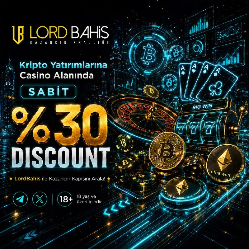 Lordbahis Telegram: 🎰Kripto Yatırımlarınıza Özel %30 Discount Fırsatı ! 🔔 ‼️ Kripto ile Casino…