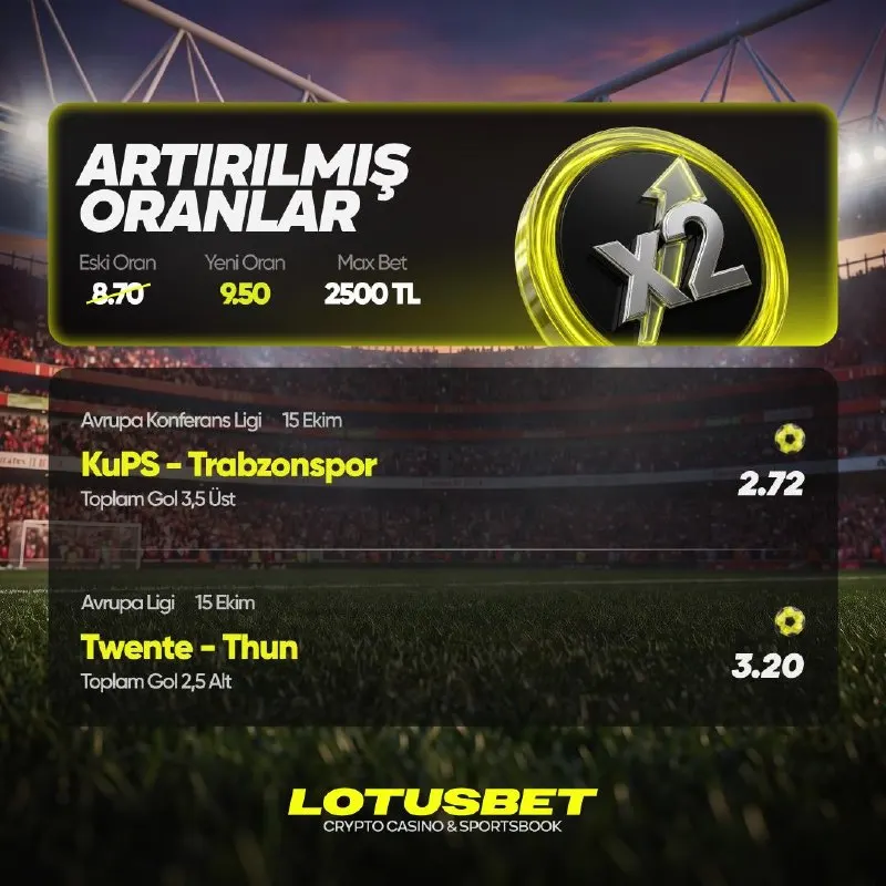 Lotusbet Telegram: 🇫🇮 Kups vs Trabzonspor 🇹🇷 Toplam Gol : 3.5 Üst 🇳🇱 Twente vs Thun 🇸🇪 Toplam Gol…
