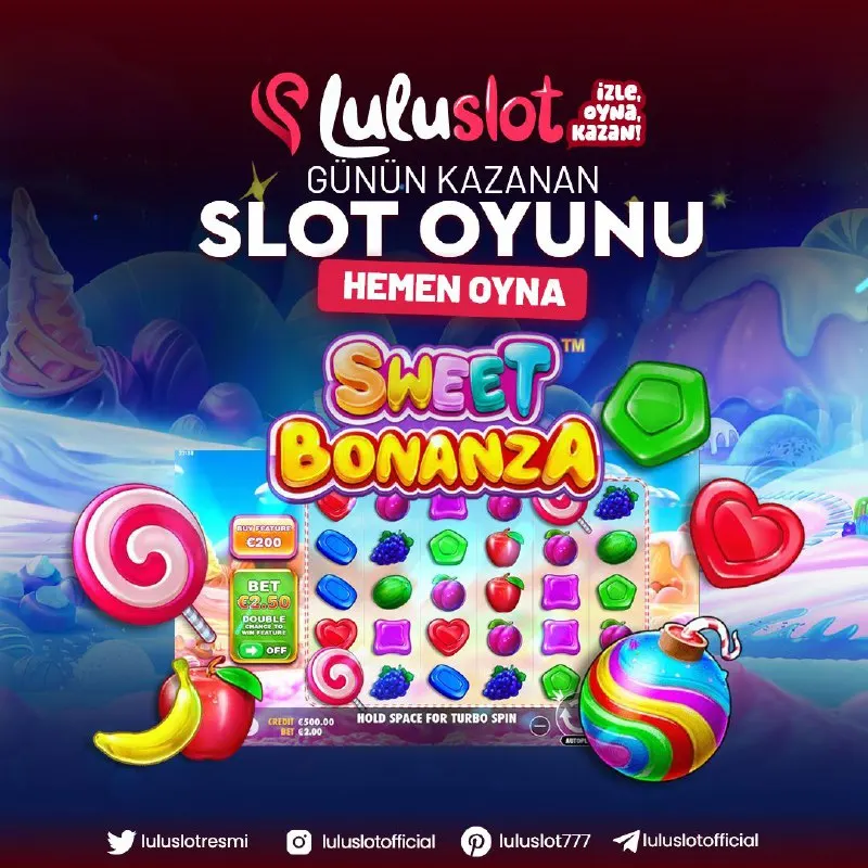 Luluslot Telegram: 🍭🎰 ŞEKER TADINDA KAZANÇ: SWEET BONANZA! 🎰🍭 Dünyanın en çok kazandıran slot…