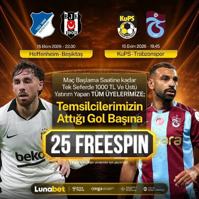 Lunabet Telegram: ⚽️ AVRUPA SAHNESİNDE GOLLER FREESPİNE DÖNÜŞÜYOR! Maç saatine kadar tek seferde…